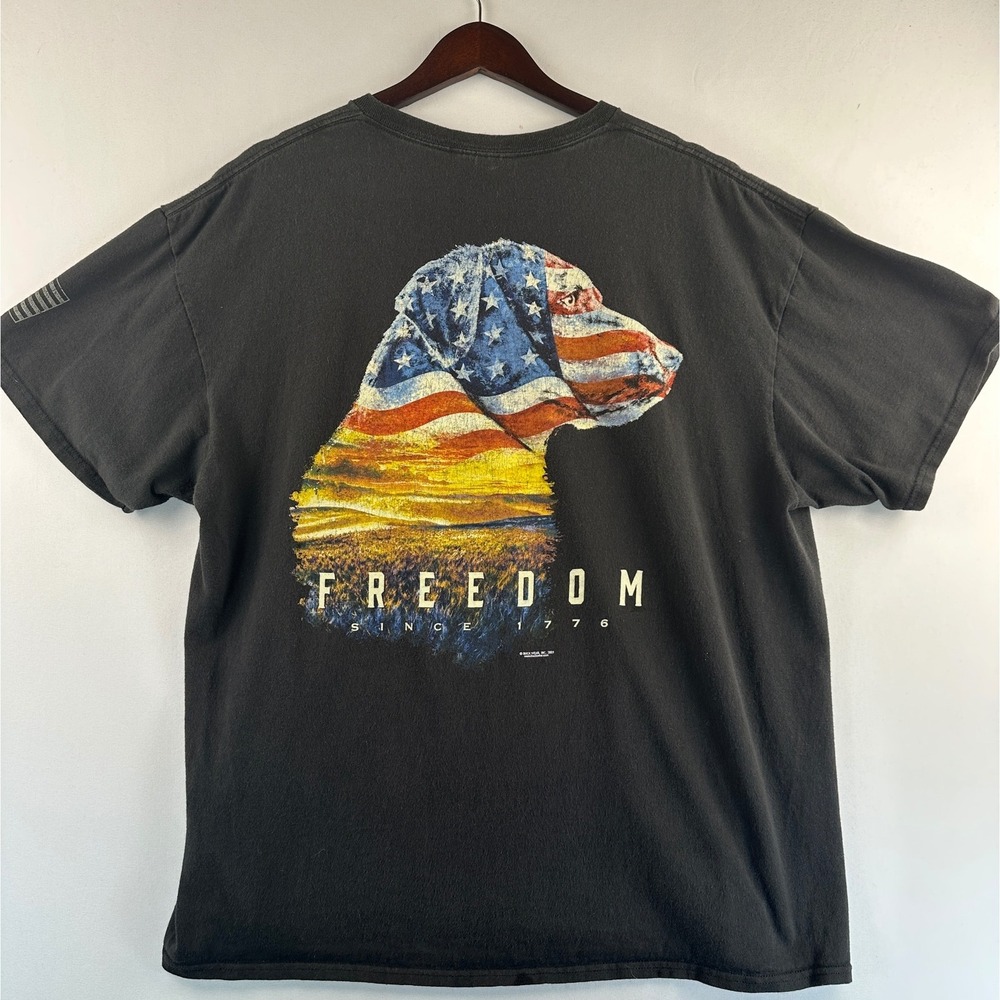 Buckwear Freedom Dog American Flag Graphic T Shirt Size 2XL Black Patriotic 1776 - Picture 3 of 10